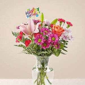 Light of My Life Bouquet and Happy Birthday Topper